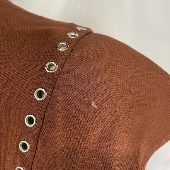 A.L.C. Women’s Pleated Grommet Detail Dress Size 0 Brown - Picture 3 of 10